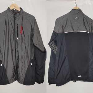 Zoot Jacket Full Zip Black Gray Reflective Cycling Vented Windbreaker Large‎ L